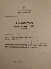 Memoria Biuro Rachunkowe Warszawa Mokotów certyfikat księgowy