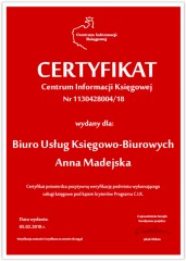 Biuro Usług Księgowo-Biurowych Anna Madejska - Certyfikat C.I.K.