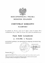MRL Rafał Lewandowski Biuro Rachunkowe Warszawa Praga Południe Certyfikat księgowy