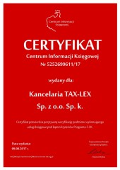 Kancelaria Tax Lex Biuro Rachunkowe Warszawa Certyfikat 4