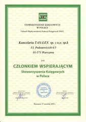 Kancelaria Tax Lex Biuro Rachunkowe Warszawa Certyfikat 7