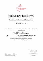 Biuro Rachunkowe Spokojna Głowa Anna Skorupska Certyfikat