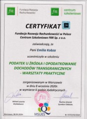 Mosaic Expertts Biuro Rachunkowe Warszawa Praga Północ certyfikat 4