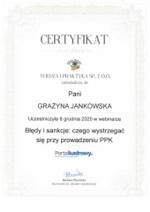 Pol-Compta Doradztwo Finansowo-Księgowe Jankowska Grażyna certyfikat 5