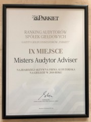 Misters Audytor Adviser Biuro Rachunkowe Warszawa Mokotów Certyfikat