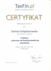 Biuks Biuro Rachunkowe Warszawa Certyfikat 3
