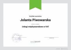 Hossa Usługi Księgowe Jolanta Piwowarska Biuro Rachunkowe Targówek certyfikat 5