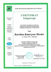 Usługi księgowe Karolina Merder Biuro Rachunkowe online certyfikat 4