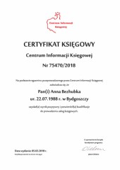 Accounting Coaching & Training Anna Bezhubka certyfikat 1