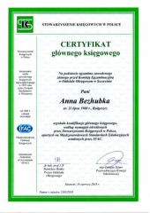 Accounting Coaching & Training Anna Bezhubka certyfikat 3