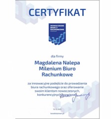 Milenium Biuro Rachunkowe Magdalena Nalepa Certyfikat