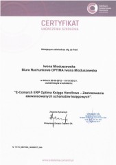 Biuro Rachunkowe Optima Iwona Mioduszewska Certyfikat 3