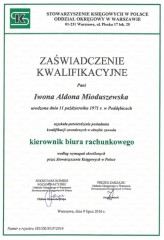 Biuro Rachunkowe Optima Iwona Mioduszewska Certyfikat 9