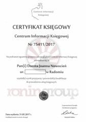 Ronin Group sp. z o.o.Biuro Rachunkowe onliine Certyfikat 4