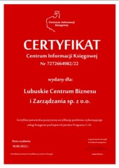 Lubuskie Centrum Biznesu i Zarządzania Biuro Rachunkowe Certyfikat CIK