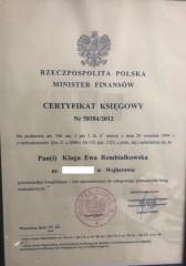 Kancelaria Doradztwa Podatkowego Rembiałkowski sp. z o.o.Biuro Rachunkowe Certyfikat 5