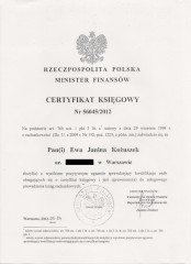 Certyfikat Księgowy Ewa Kożuszek