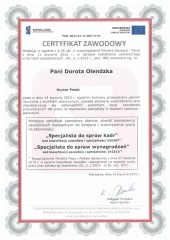 Interlex - certyfikat zawowody Dorota Olendzka