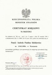 IQ Accounting Biuro Rachunkowe Warszawa Włochy certyfikat 1