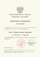IQ Accounting Biuro Rachunkowe Warszawa Włochy certyfikat 2