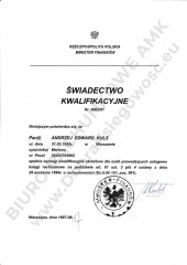 Biuro Rachunkowe AMK Warszawa Ochota certyfikat