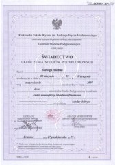 Abacus Jadwiga Adamus Biuro Rachunkowe Warszawa Ursynów certyfikat 8