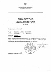 CMC Biuro Rachunkowe Warszawa Mokotów Danuta Maszner certyfikat