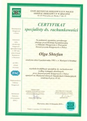 Stefanco Bud&Audit Biuro Rachunkowe Warszawa Bemowo Certyfikat 1