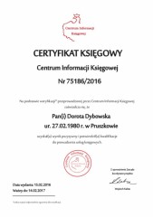 Dorota Dybowska Certyfikat Księgowy C.I.K.